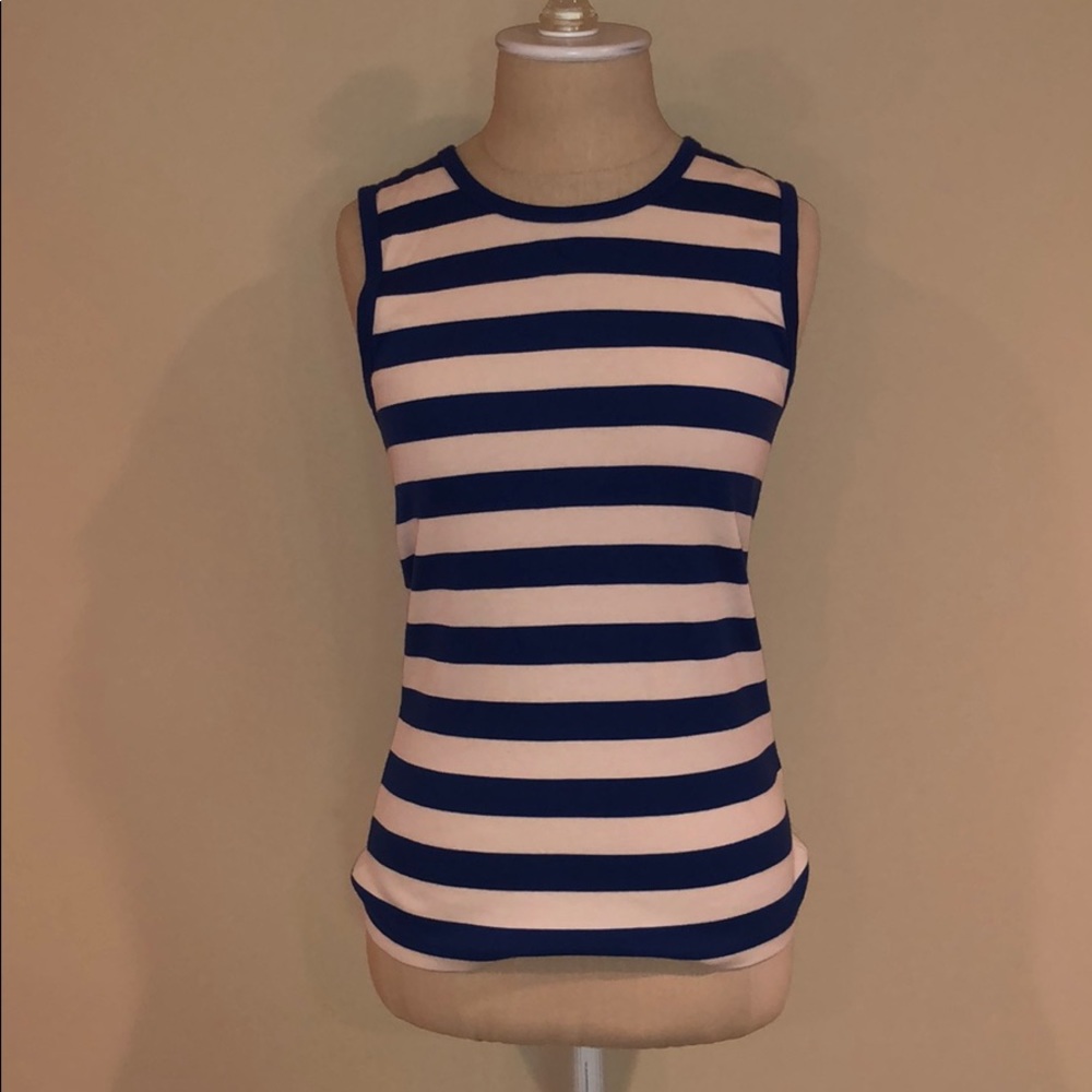 JCrew Navy Stripe Cotton Tank